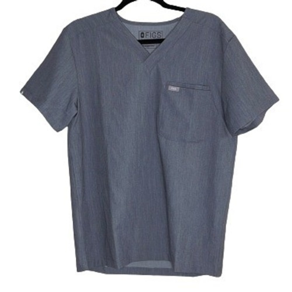 FIGS MEN'S LEON THREE POCKET  GRAY SCRUB TOP SIZE‎ S